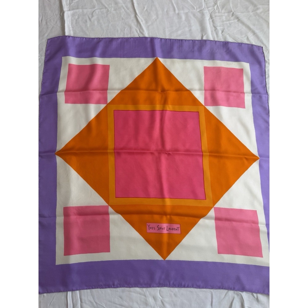 Vintage YSL Yves Saint Laurent Silk Geometric Scarf